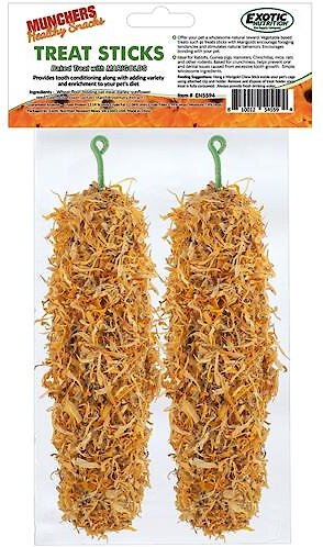 Exotic Nutrition Munchers Sticks w/ Marigold Small Pet Treats， 2 count