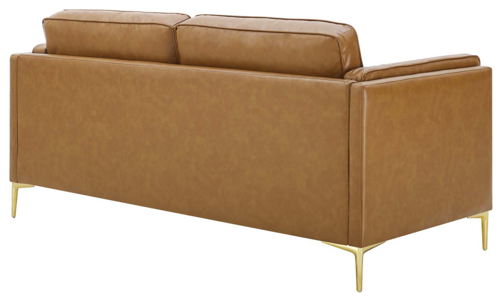 Kaiya Vegan Leather Sofa  Tan   Contemporary   Sofas   by Homesquare  Houzz