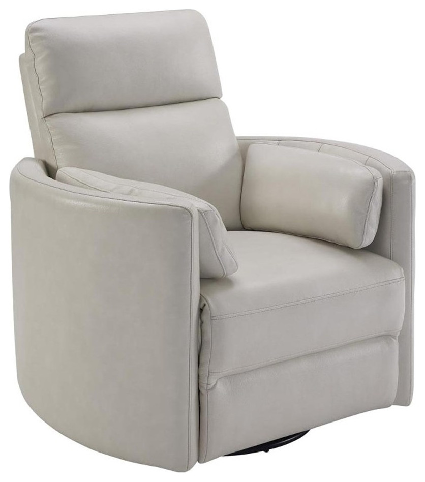 Bowery Hill Leather Power Cordless Swivel Glider Recliner in Ivory   Contemporary   Recliner Chairs   by Homesquare  Houzz