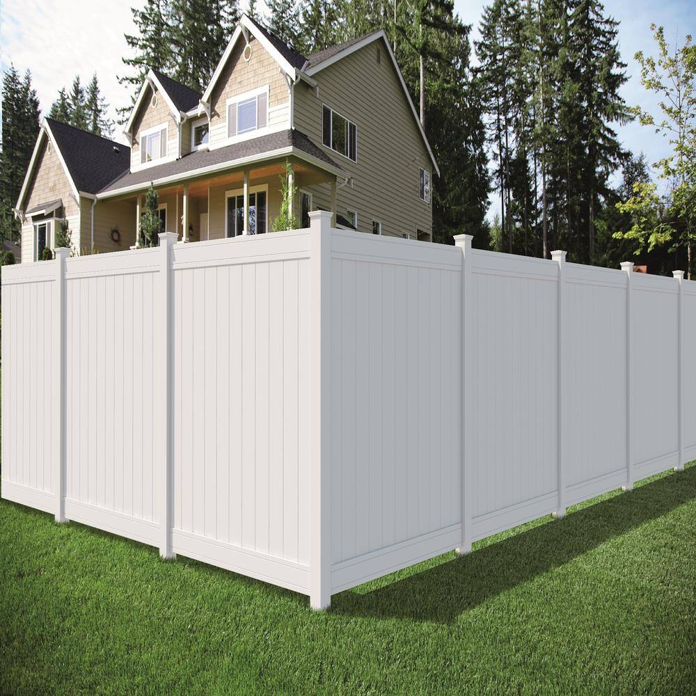 Veranda Pro Series 5 in. x 5 in. x 8 ft. White Vinyl Woodbridge Routed Line Fence Post 118666