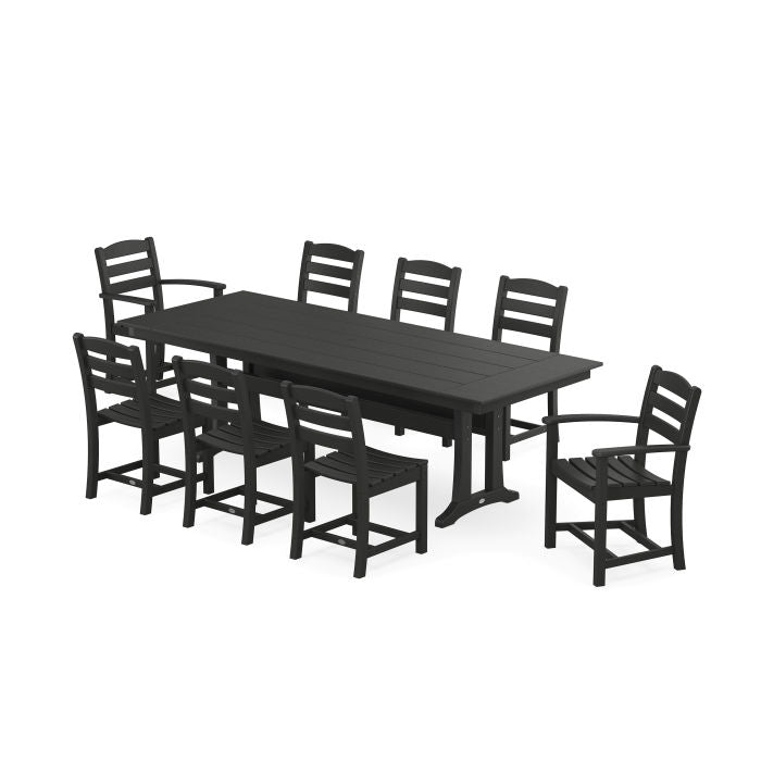 Polywood La Casa Café 9-Piece Farmhouse Dining Set with Trestle Legs PWS1435-1