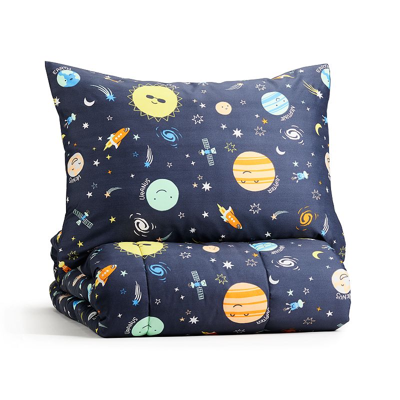 The Big One Kids? Diego Solar System Glow In The Dark Reversible Comforter Set with Shams