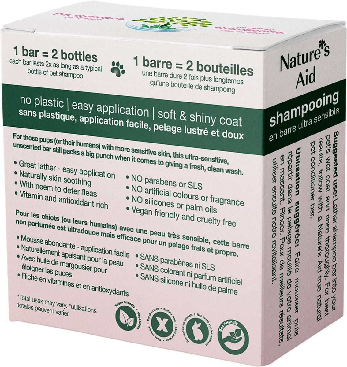 Nature's Aid True Natural Solid Unscented Aloe and Oatmeal Dog Shampoo Bar