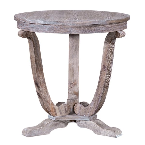 The Gray Barn Greystone Mill Stone White Wash Wire Brush End Table