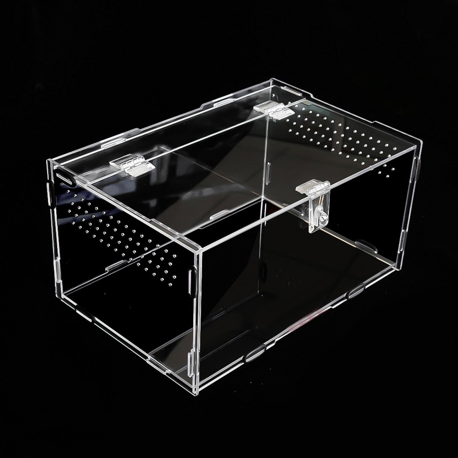 Reptile Breeding Box Carrier Hamster Feeding Cage Habitat Feeding Box Acrylic Transport Reptile Terrarium for Invertebrates Isopods Snake