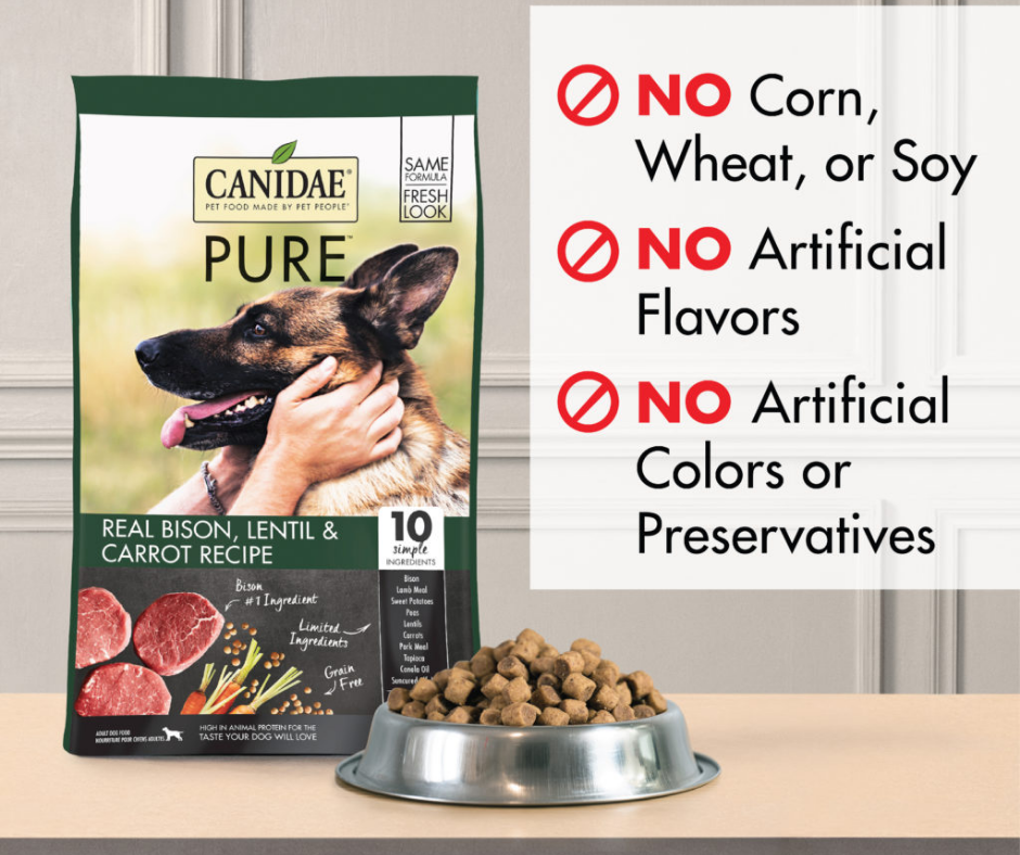 Canidae Grain Free PURE - All Breeds， Adult Dog Real Bison Limited Ing