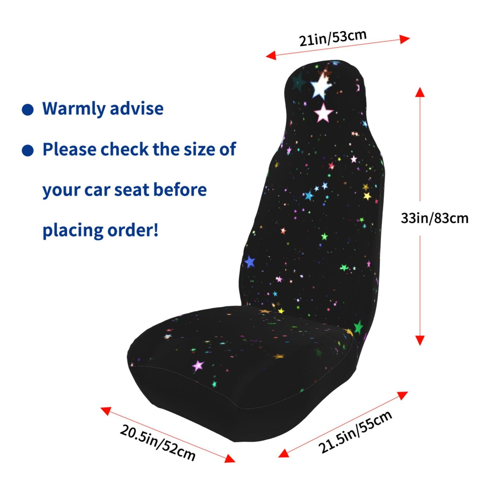 TEQUAN Front Seat Covers， Stars Starry Colorful Pattern 2 Piece Car Seat Cover Fit Most Car SUV Truck Van