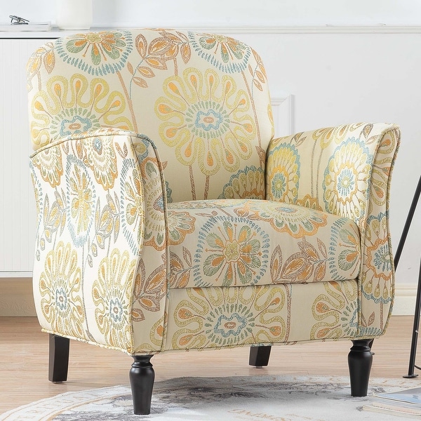 Accent Chair Armchair with Wood Legs， Fabric Upholstered Accent Chairs for Living Room Bedroom