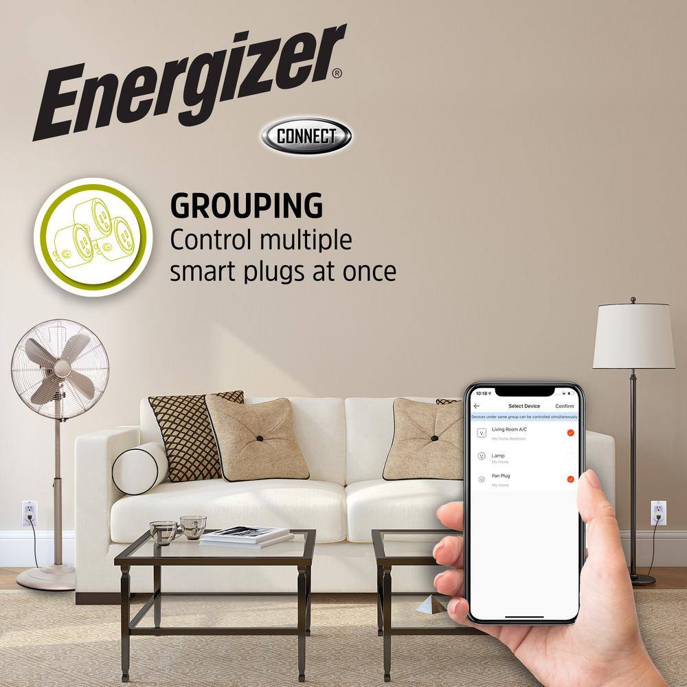 Energizer Wi-Fi Powered Smart Plug Compatible with Alexa and Google Assistant Voice Control Remote Mobile Access (2-Pack) EIX3-1003-PP2