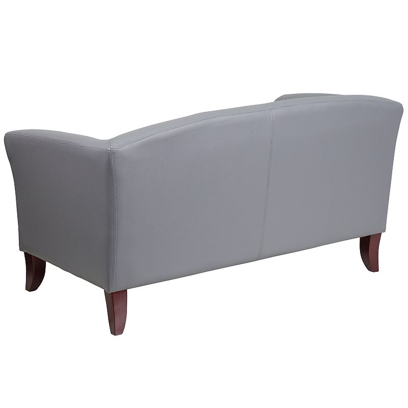 Emma and Oliver Brown LeatherSoft Loveseat with Cherry Wood Feet