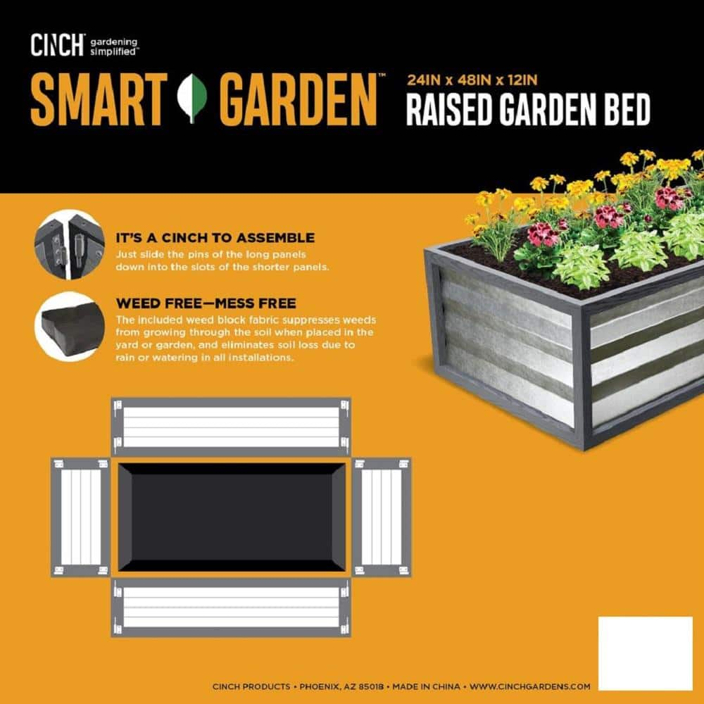 Cinch Smart Garden 48 in. x 24 in. x 12 in. Blue Composite with Galvanized Steel Raised Garden Bed 3053774