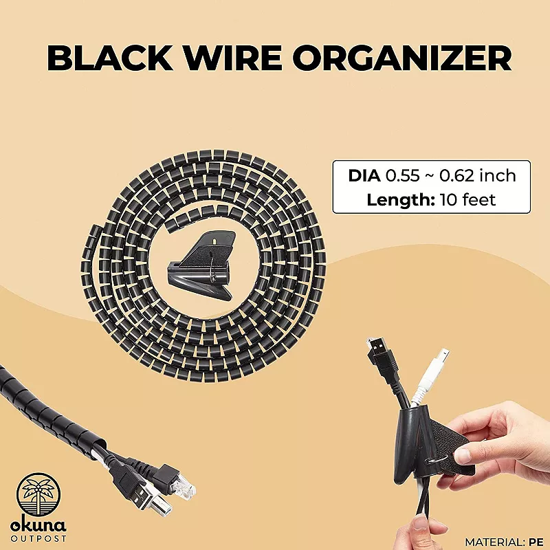 0.62-inch Wire Organizer， Cable Management (10 Feet)