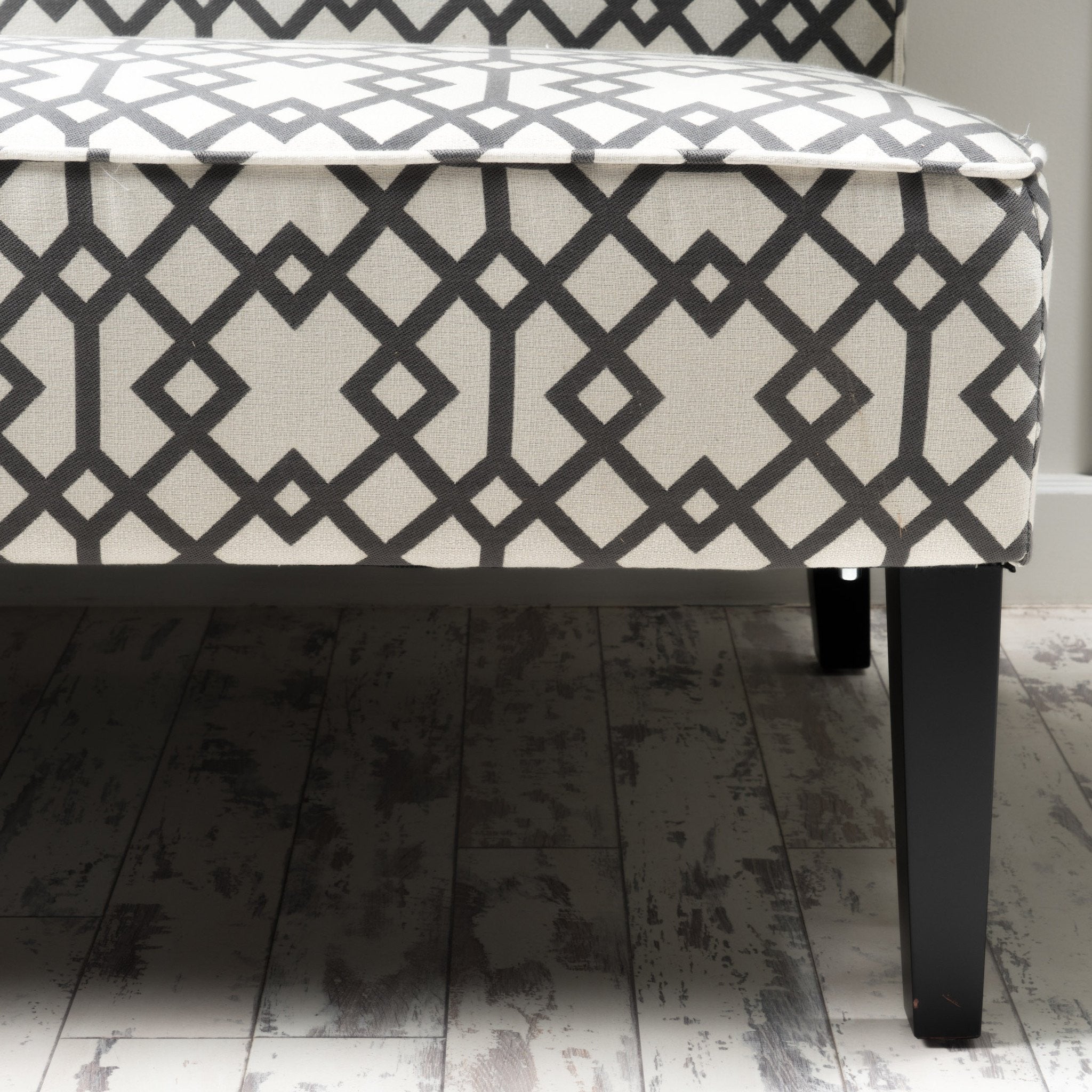 Charlotte Grey Geometric Patterned Fabric Settee