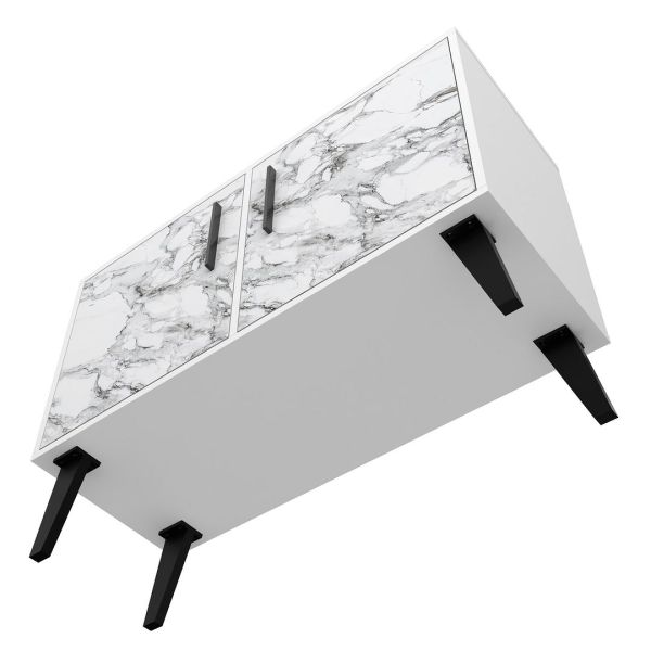 Amsterdam Double Side Table 2.0 in White Marble