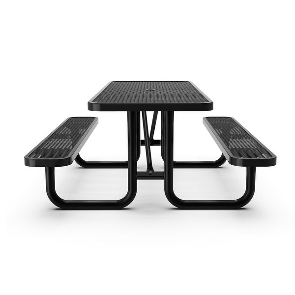 Commercial Grade Expanded Mesh Metal Outdoor Picnic Table with Anchors