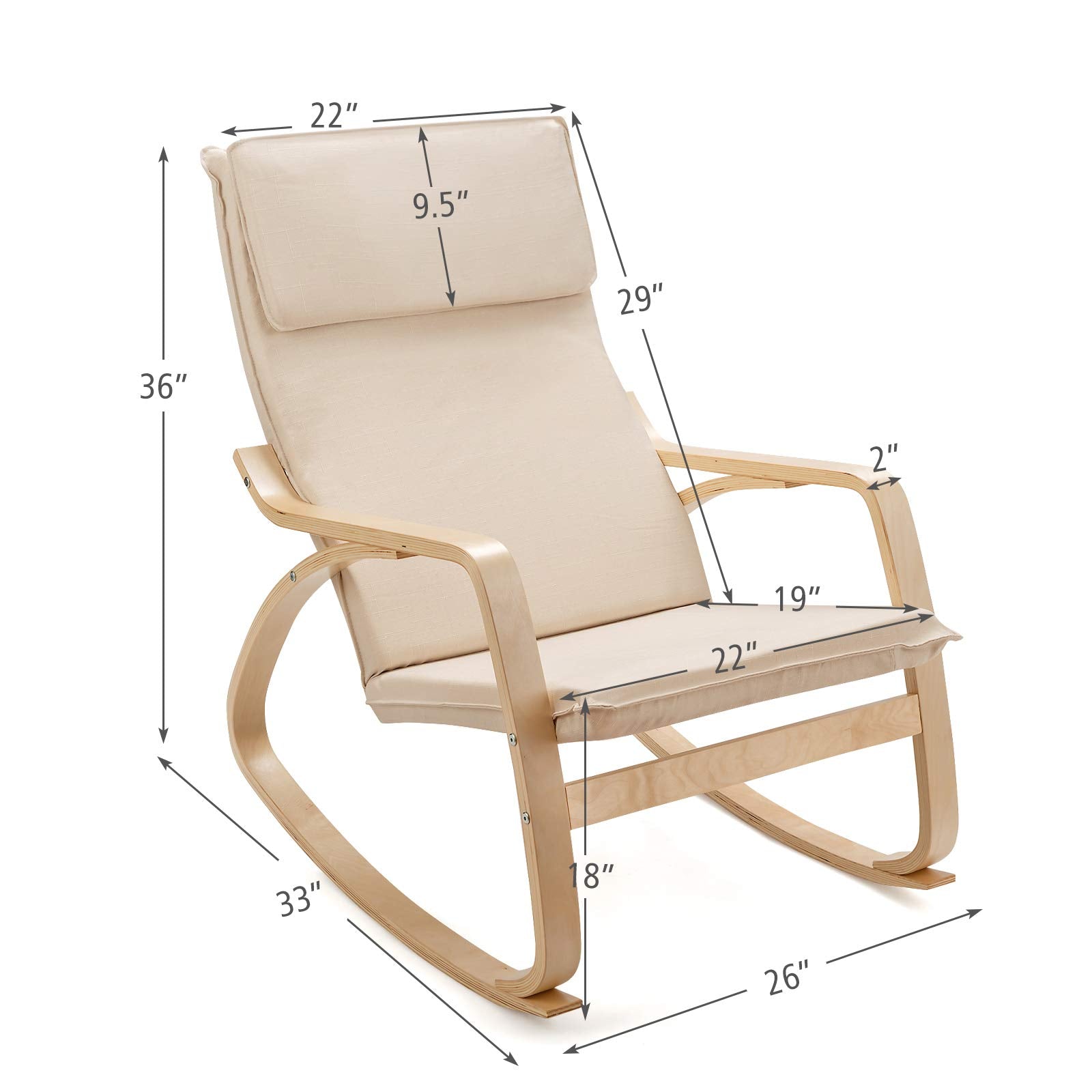 Giantex Stable Wooden Frame Relaxing Modern Leisure Armchair Suitable for Living Room, Bedroom, Balcony, Nursery Room