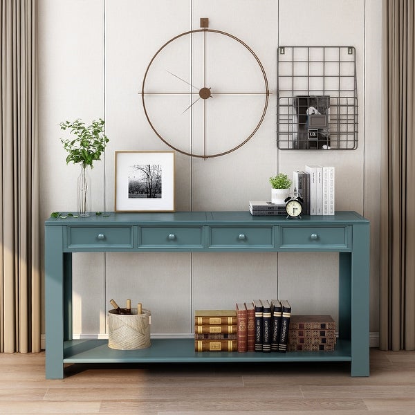 Modern Sofa Table with Storage Drawers and Bottom Shelf