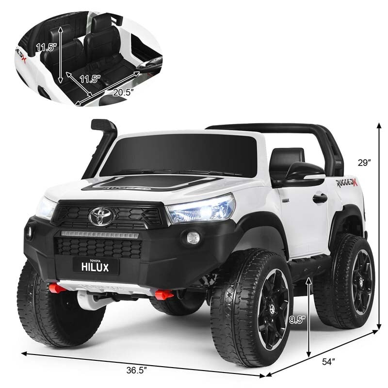 Licensed Toyota Hilux 2-Seater Kids Ride on Car 4WD 2x12V Battery Powered Riding Toy Truck with Remote