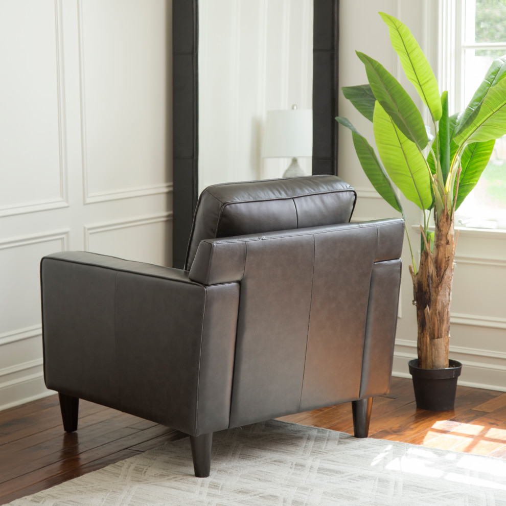 Milton Top Grain Leather Armchair   Modern   Armchairs And Accent Chairs   by Abbyson Living  Houzz