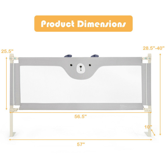 Costway 15283496 Vertical Lifting Baby Bedrail Gua...