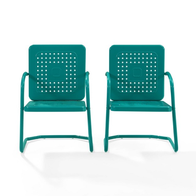 2pk Bates Outdoor Metal Chairs Turquoise Crosley