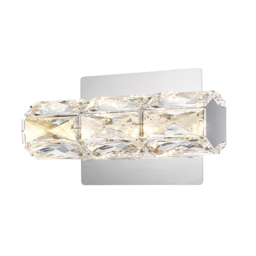 Home Decorators Collection Keighley Integrated LED Chrome and Crystal Indoor Wall Sconce Light Fixture C6360