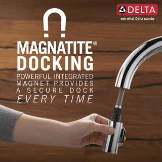 Delta Essa Single-Handle Pull-Down Sprayer Kitchen Faucet with MagnaTite Docking in Matte Black 9113-BL-DST