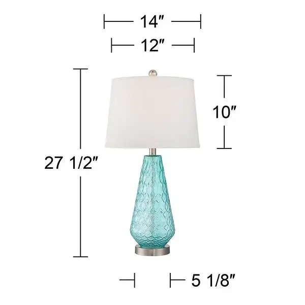 Set of 2 Coastal Modern Table Lamps Transparent Blue Glass - 14