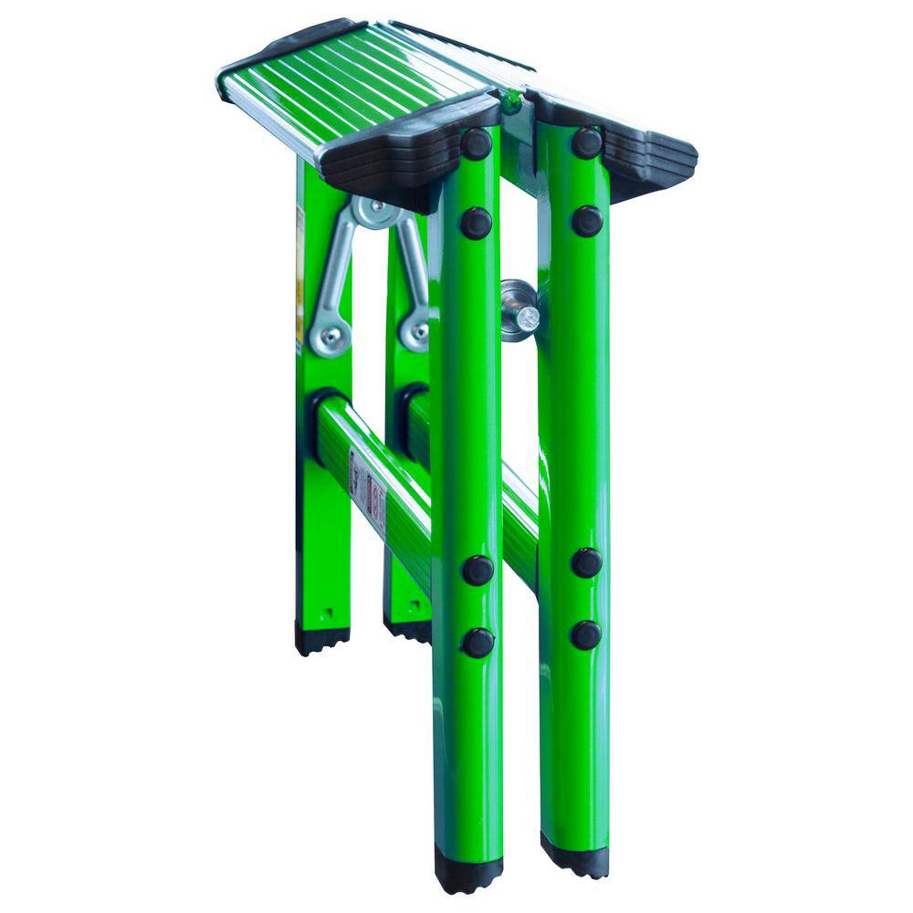 AmeriHome 1-Step Aluminum Folding Stool with 325 lbs. Load Capacity in Neon Green (2-Pack) 804744