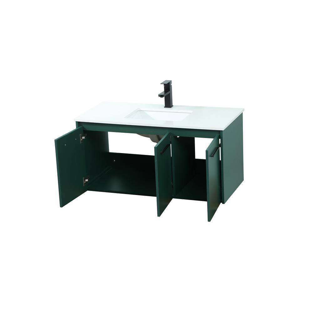 Simply Living 40 in. W x 18 in. D x 19.7 in. H Bath Vanity in Green with Ivory White Quartz Top SL133620MGN