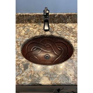 Premier Copper Products Under-Counter Oval Braid Hammered Copper Bathroom Sink in Oil Rubbed Bronze LO19FBDDB