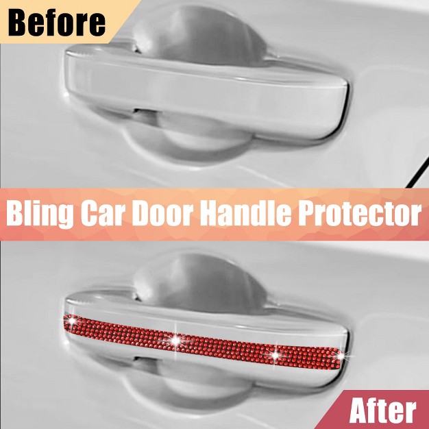 Unique Bargains Universal Self adhesive Bling Faux Crystal Car Door Handle Protector 6 Pcs