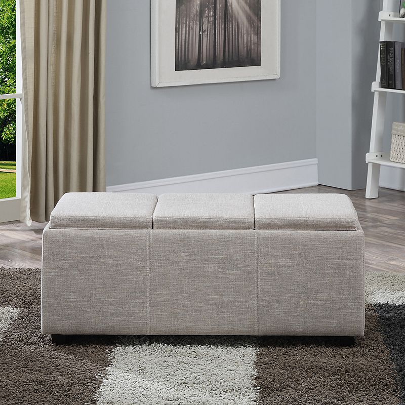 Simpli Home Avalon Rectangular Upholstered Storage Ottoman