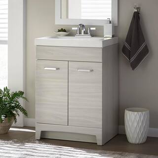 Glacier Bay Stancliff 24.5 in. W x 18.8 in. D x 34.3 in. H Freestanding Bath Vanity in Elm Sky with White Cultured Marble Top ST24P2-EK