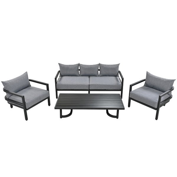 4-Pieces Outdoor Steel Sofa Set for 4， Waterproof， Anti-rust and Anti-uv - Overstock - 37583310