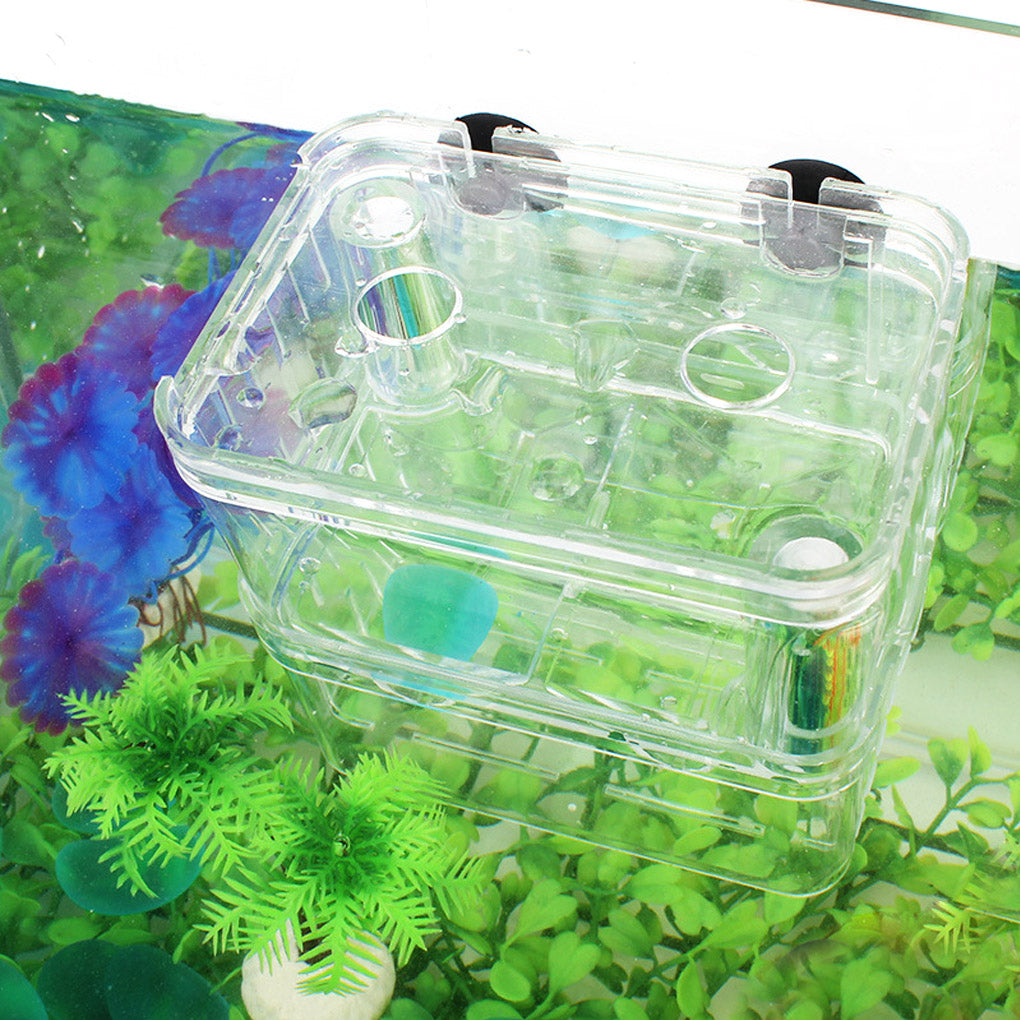 Aquarium Fish Breeder Box High Clear Double Hatching Incubator Hatchery Isolator Breeding Isolation Box