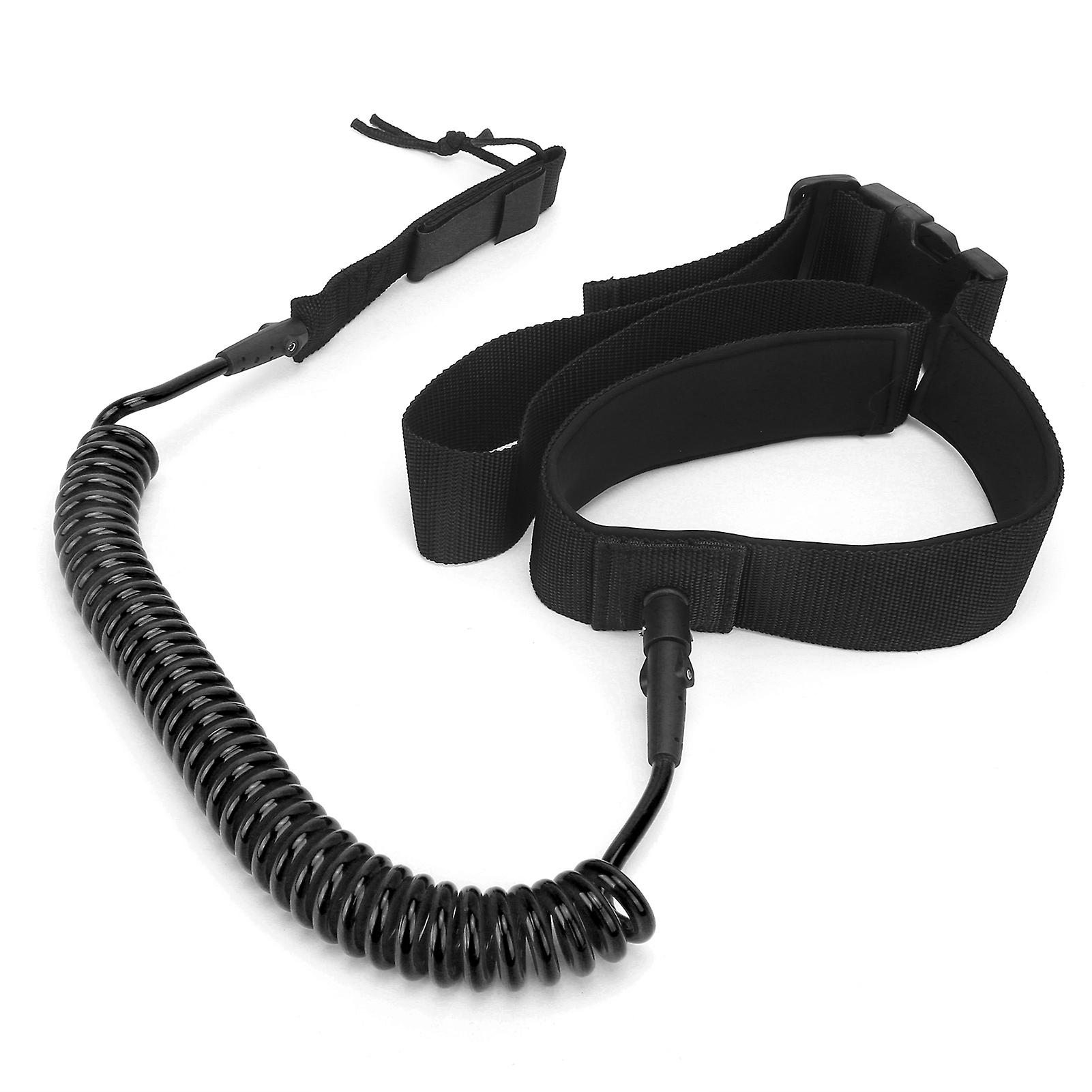 Surfboard Leash Tpu Heliciform Comfortable Highelastic Surfing Safety Traction Ropeblack