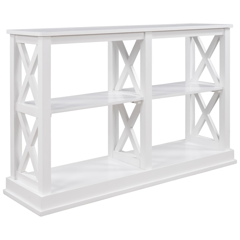 Console Table with 3 Tier Open Storage Spaces and \