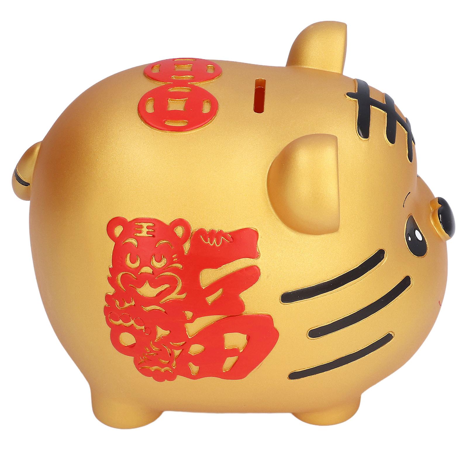 Coin Bank Cute Cartoon Tiger Shape Hand Painted Piggy Bank For Children Gift Home Decoration Coins Storagemiddle Black