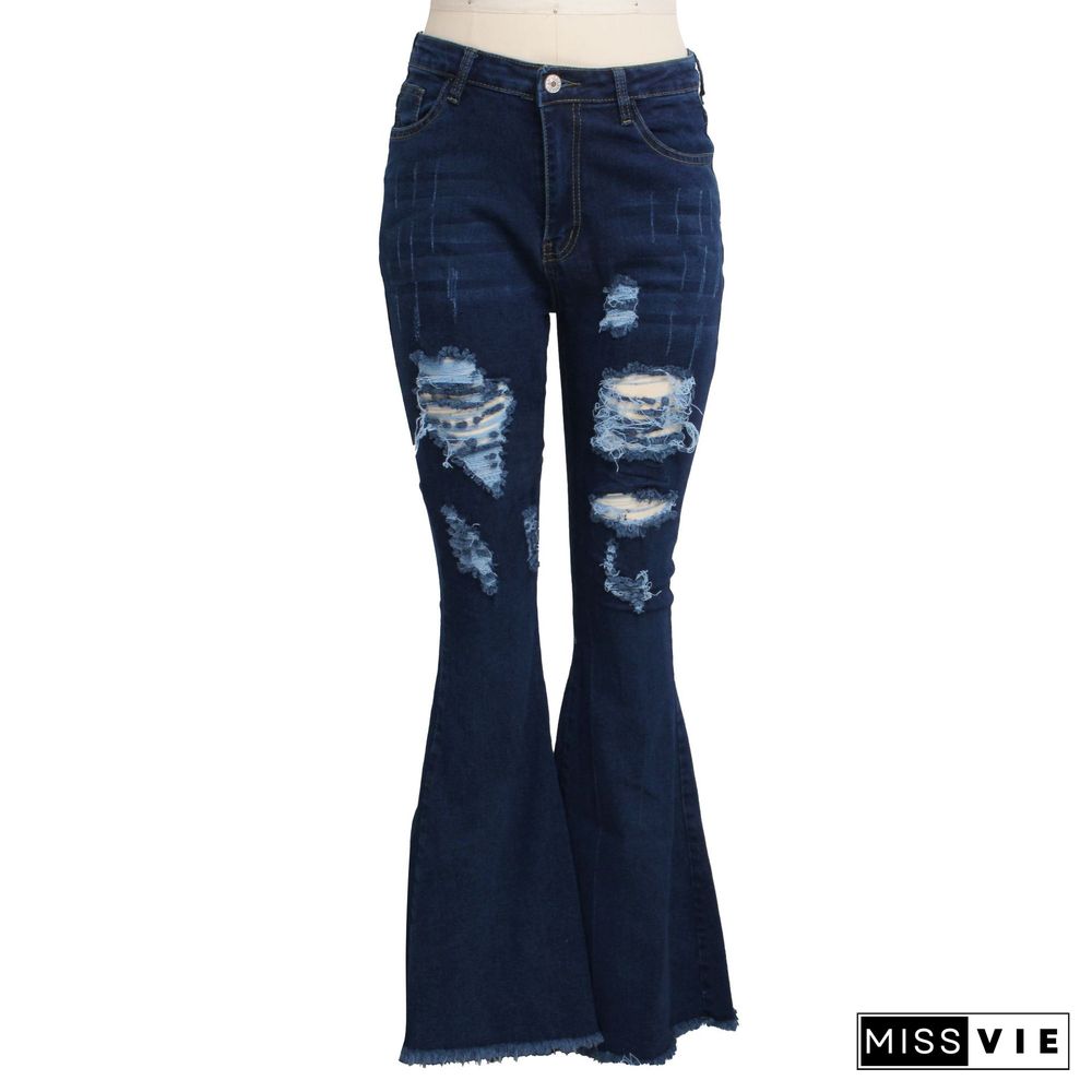 Fashion All-match Slim Wide-leg Washed Denim Flared Pants