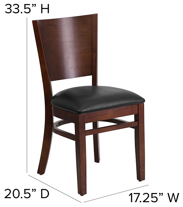 Lacey Series Solid Back Walnut Wood Restaurant Chair Black Vinyl Seat   Transitional   Dining Chairs   by First of a Kind USA Inc  Houzz