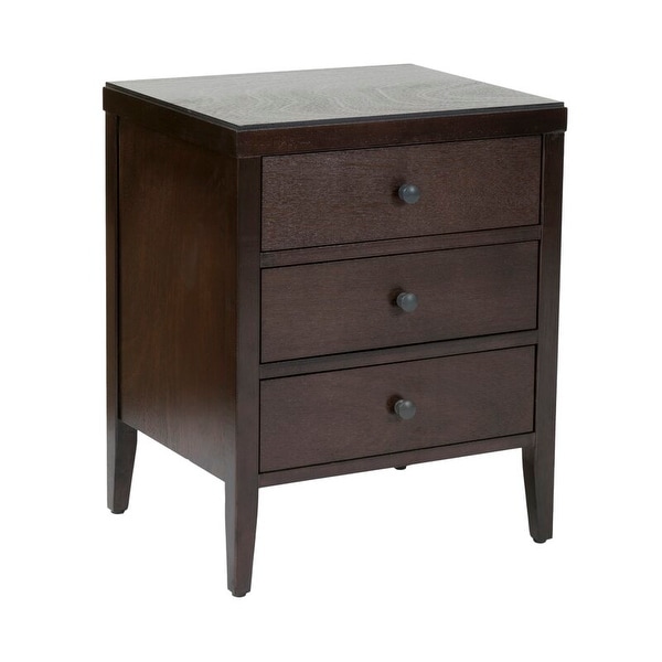 Painted Acacia Wood 3-Drawer Nightstand