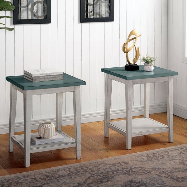 Furniture of America Lanningham Rustic 20-inch 1-shelf Side Table (Set of 2)