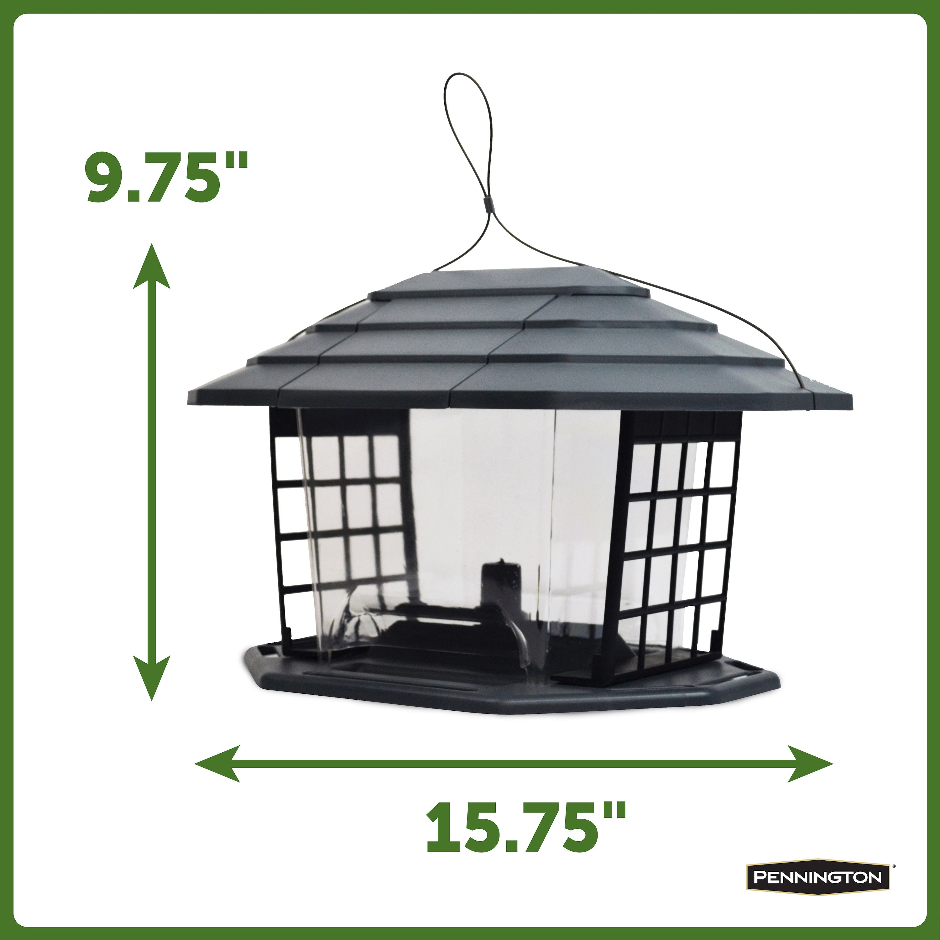 Pennington Gray Resin EcoBistro Wild Bird Hopper Feeder 5 lb Capacity， 2 Pack