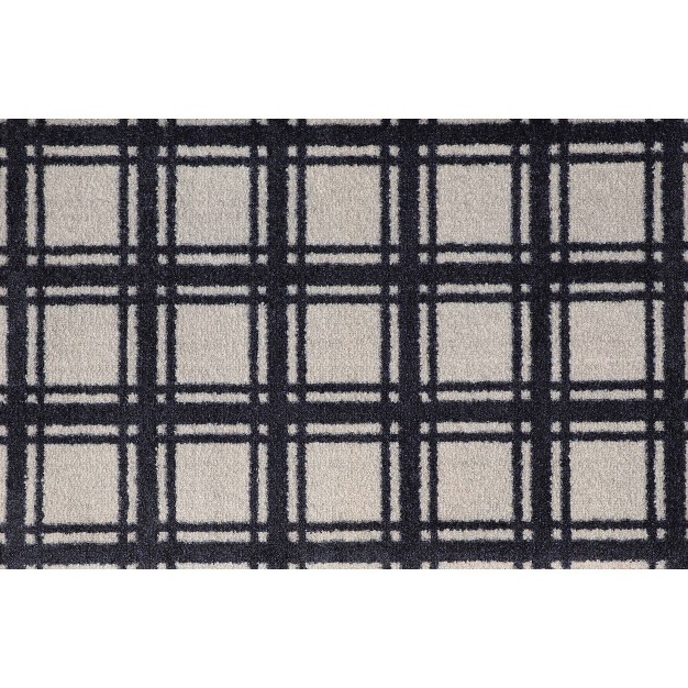 2 x27 x3 x27 Colorstar Prairie Grid Door Mat Navy Blue Bungalow Flooring