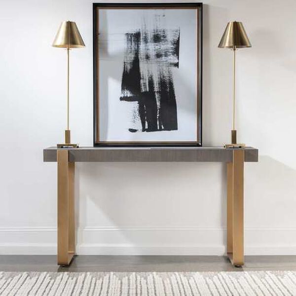 Kea Dark Walnut and Light Gray Console Table