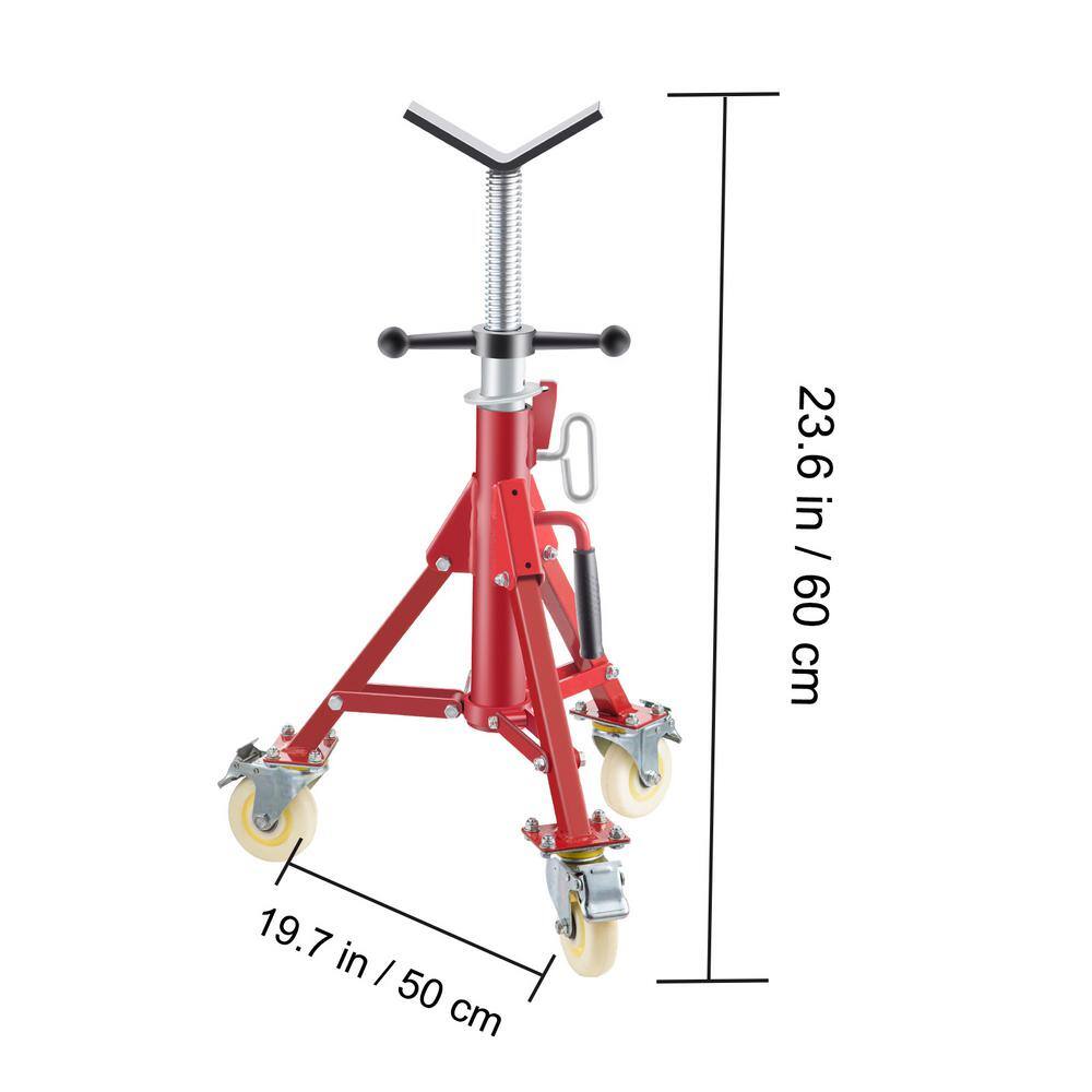 VEVOR Pipe Jack Stand wCasters 882 lbs. V Head Pipe Stand Adjustable Height 23.6 in. 42.5 in. Folding Pipe Stands 18-12 in. GJGJXDL1107BVAEUYV0