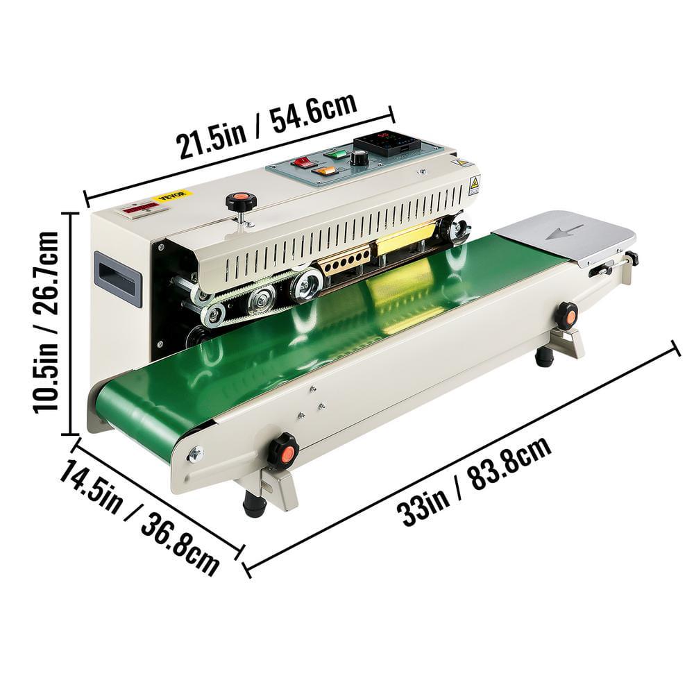 VEVOR Gray Continuous Bag Sealing Machine Digital Temperature Control Horizontal Food Vacuum Sealer for 002008 mm Bags