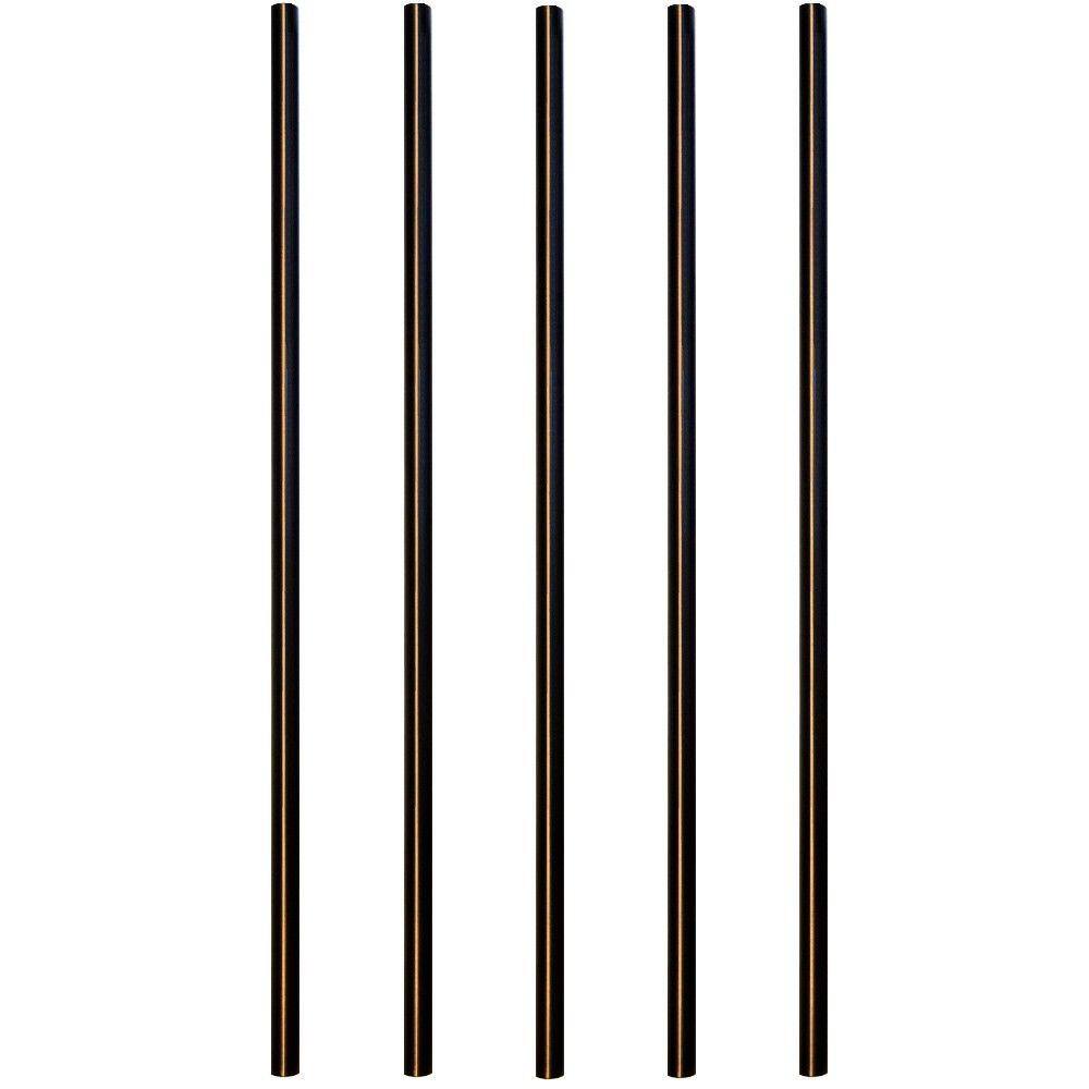 Pegatha 26 in. x 34 in. Black Aluminum Round Deck Railing Baluster (5-Pack) 50020006