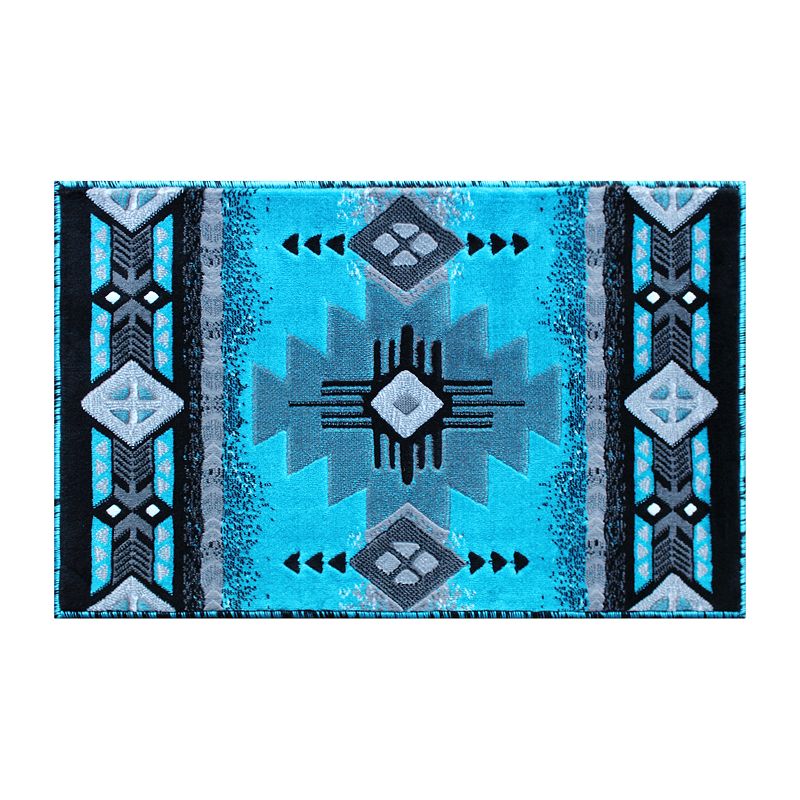 Masada Rugs Masada Rugs 2'x3' Southwest Native American Area Rug - Design C318 Turquoise